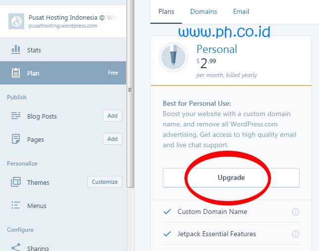 wordpress-personal-plan-upgrade